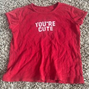 Red Kids T-Shirt with 'You're Cute' Print